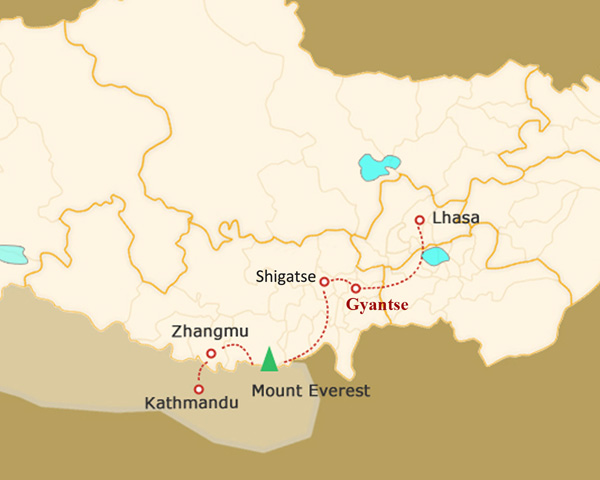 Gyantse Maps, Maps of Gyantse Tibet, Gyantse Travel Maps