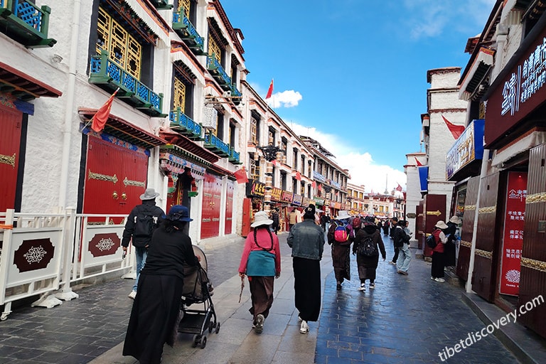 Pilgrims and Travelers in Barkhor Street Pilgrims and Travelers in Barkhor Street