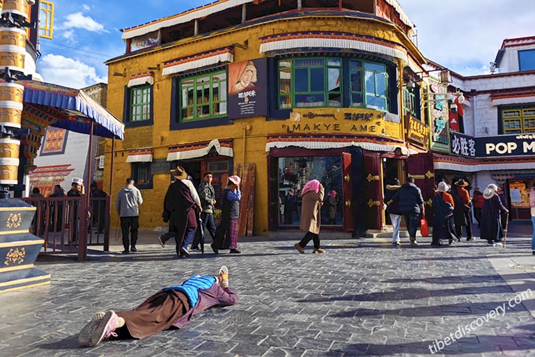 Pilgrims and Travelers in Barkhor Street Pilgrims and Travelers in Barkhor Street