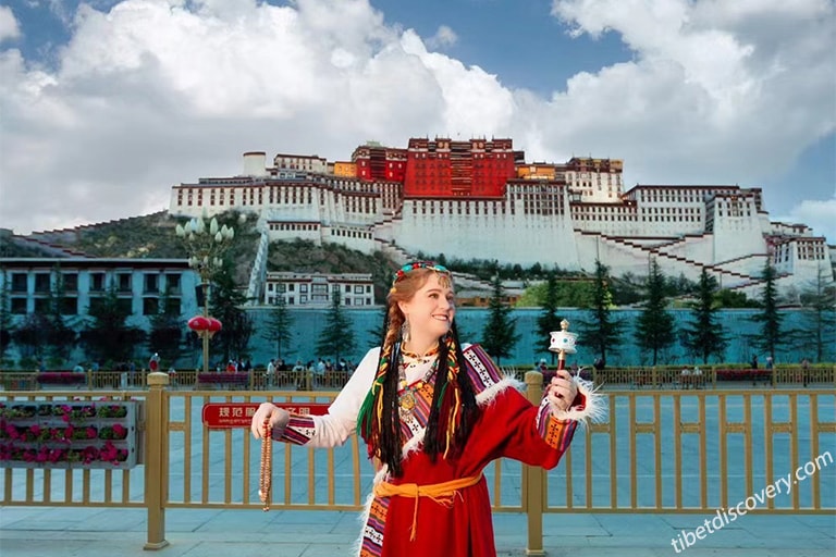 Our Guest Megan in Tibetan dress at the Potala Palace Our Guest Megan in Tibetan dress at the Potala Palace