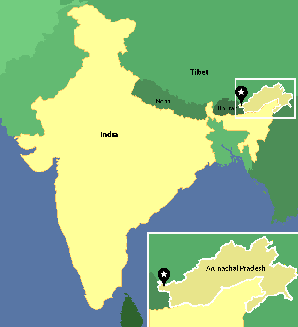 India Bhutan Map 
