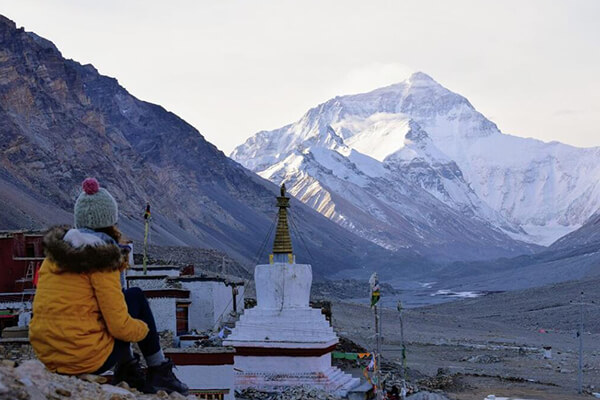 Mount Everest Viewd from Rongbuk Monastery