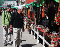 A Leisure Time for Senior Travelers Wandering arround the Barkhor Street