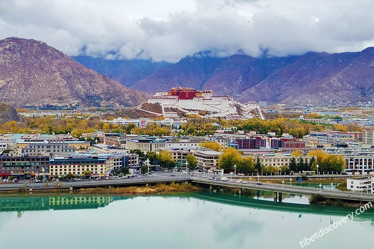 Panoramic Cityscape with Potala Palace in Nanshan Park Panoramic Cityscape with Potala Palace in Nanshan Park