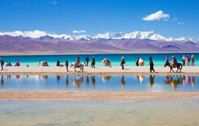 Tourists and Local Tibetans