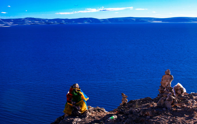 Azure Lake under Blue Heaven